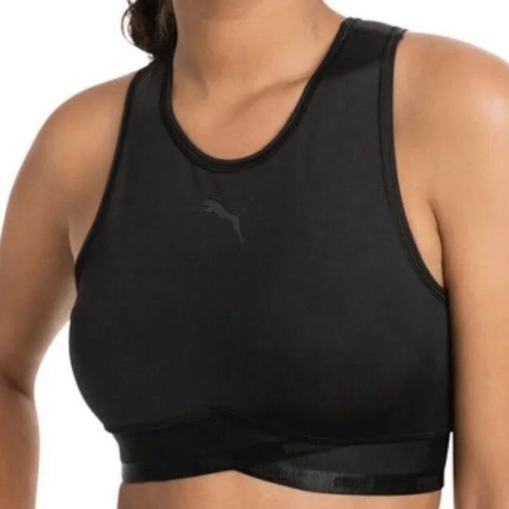 Puma Women Size XS Soft Sports Crop Top In Black Sports Bra - Picture 5 of 5